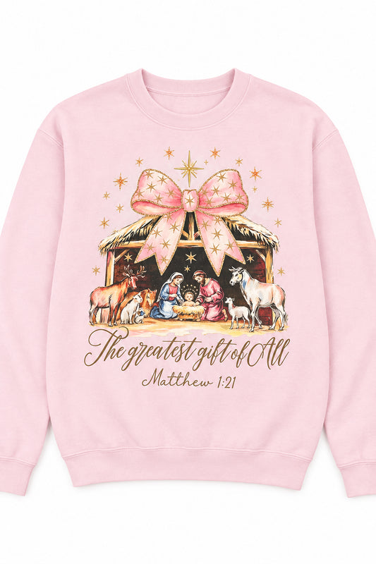 CHRISTMAS | Matthew 1:21 The Greatest Gift of All Crewneck Sweatshirt