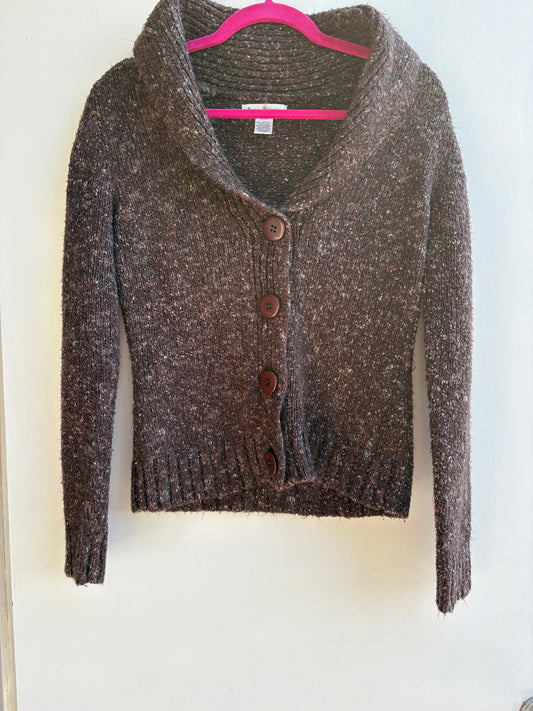 Susan Bristol Brown Cardigan Sweater Top Medium 1024