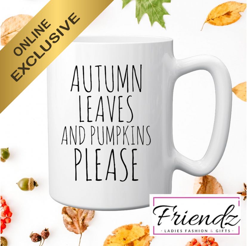 Autumn Leaves and Pumpkins Please Mug