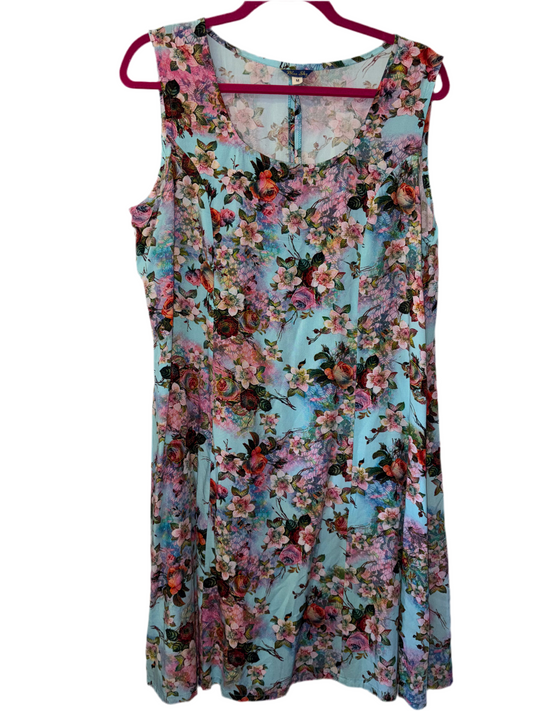 FINAL SALE Blue Sky Rose Pink Dress with Tie Up Back