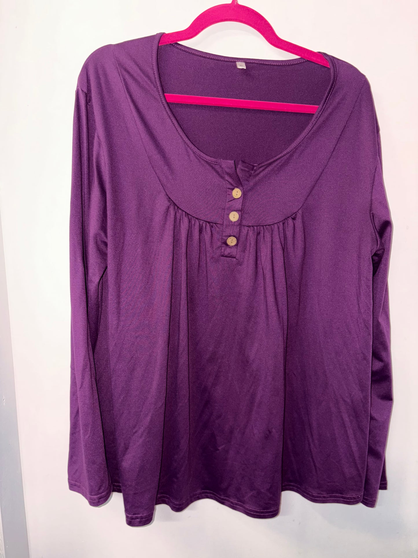 Purple Henley Neck Shirt XL 1004