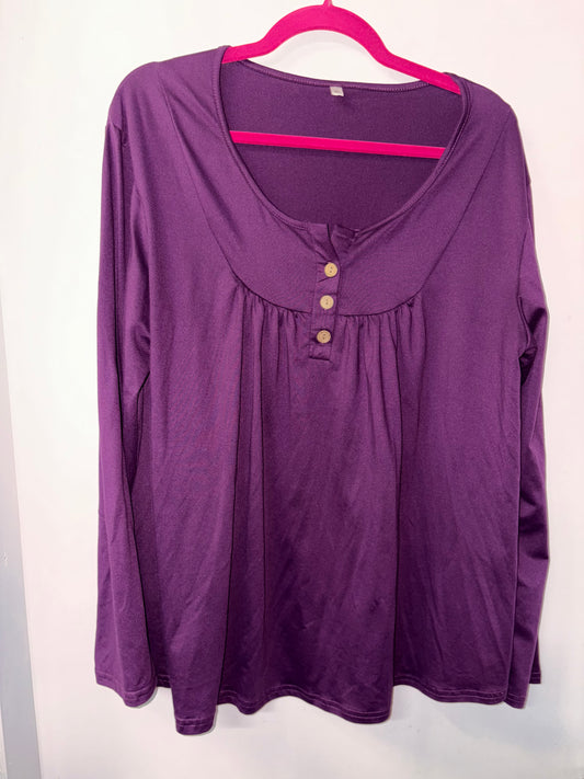 Purple Henley Neck Shirt XL 1004