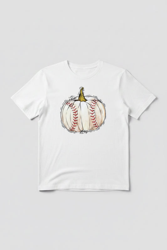 HALLOWEEN Baseball Pumpkin ADULT GRAPHIC TEE