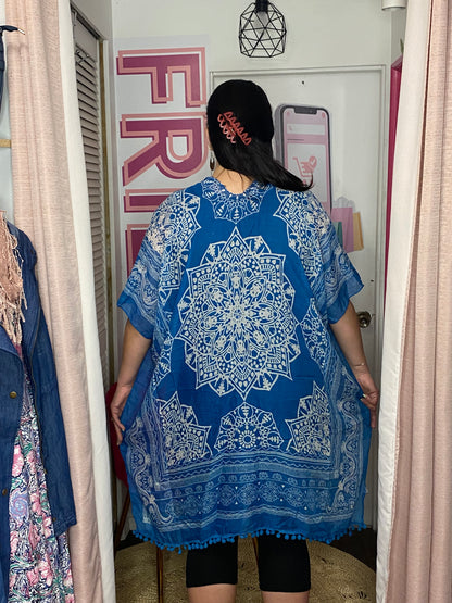 Kaftan Blue Beach Kimono Beach Coverup Top