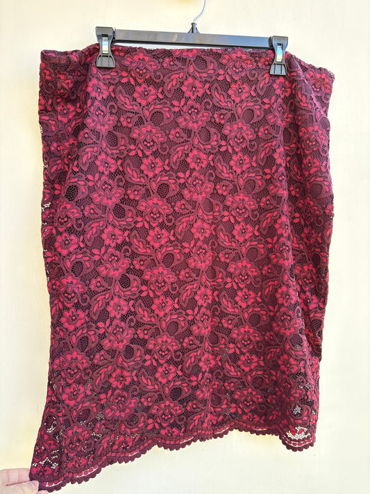 Crimson Red Lace Pencil Skirt 16