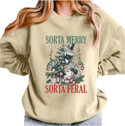 CHRISTMAS | Sorta Merry Sort Feral Crewneck Sweatshirt