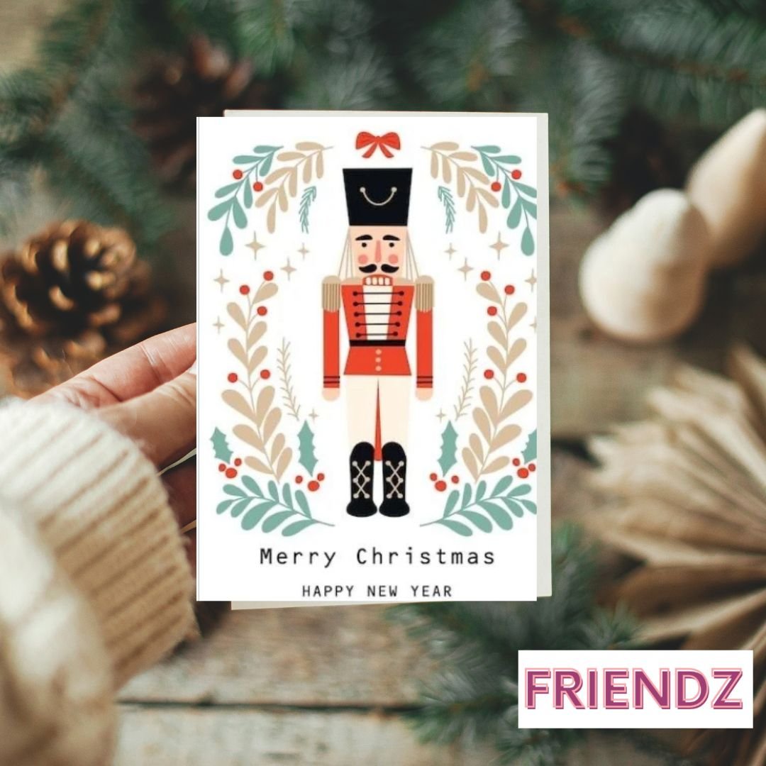 Nutcracker Merry Christmas Happy New Year Greeting Card