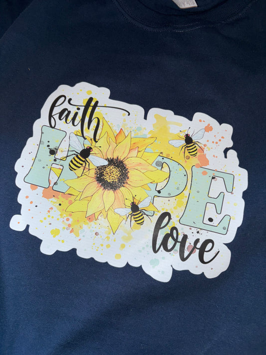 FAITH | Faith Hope & Love Sunflower Shirt Transfer