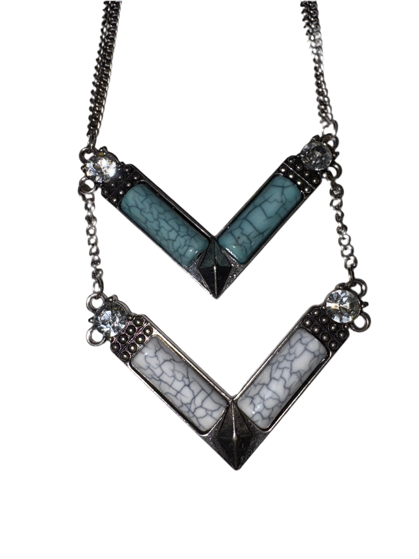 Stacked V Fashion Dyed Turquoise Necklace