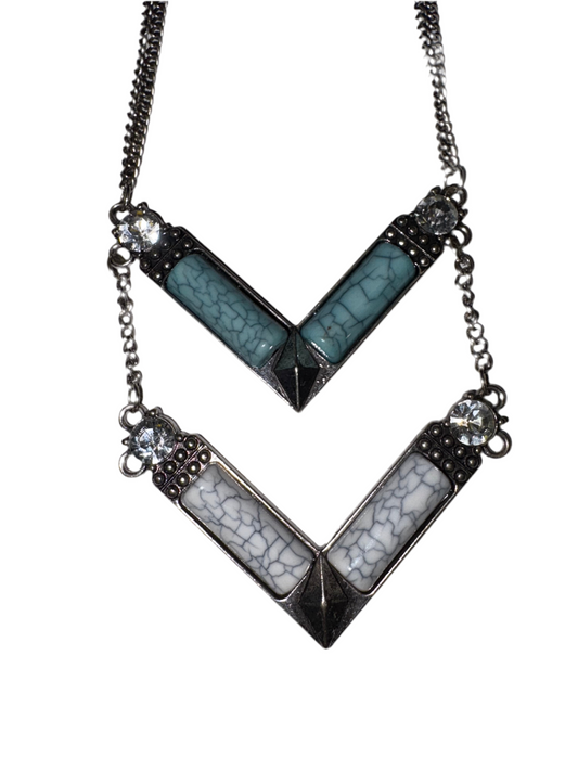 Stacked V Fashion Dyed Turquoise Necklace