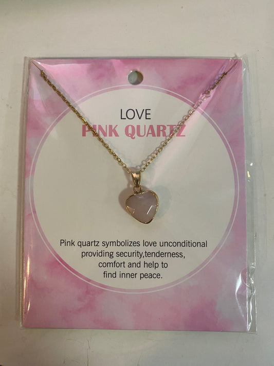 Pink Quartz Love Heart Necklace