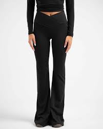 Black Cotton Stretch Flare Pant