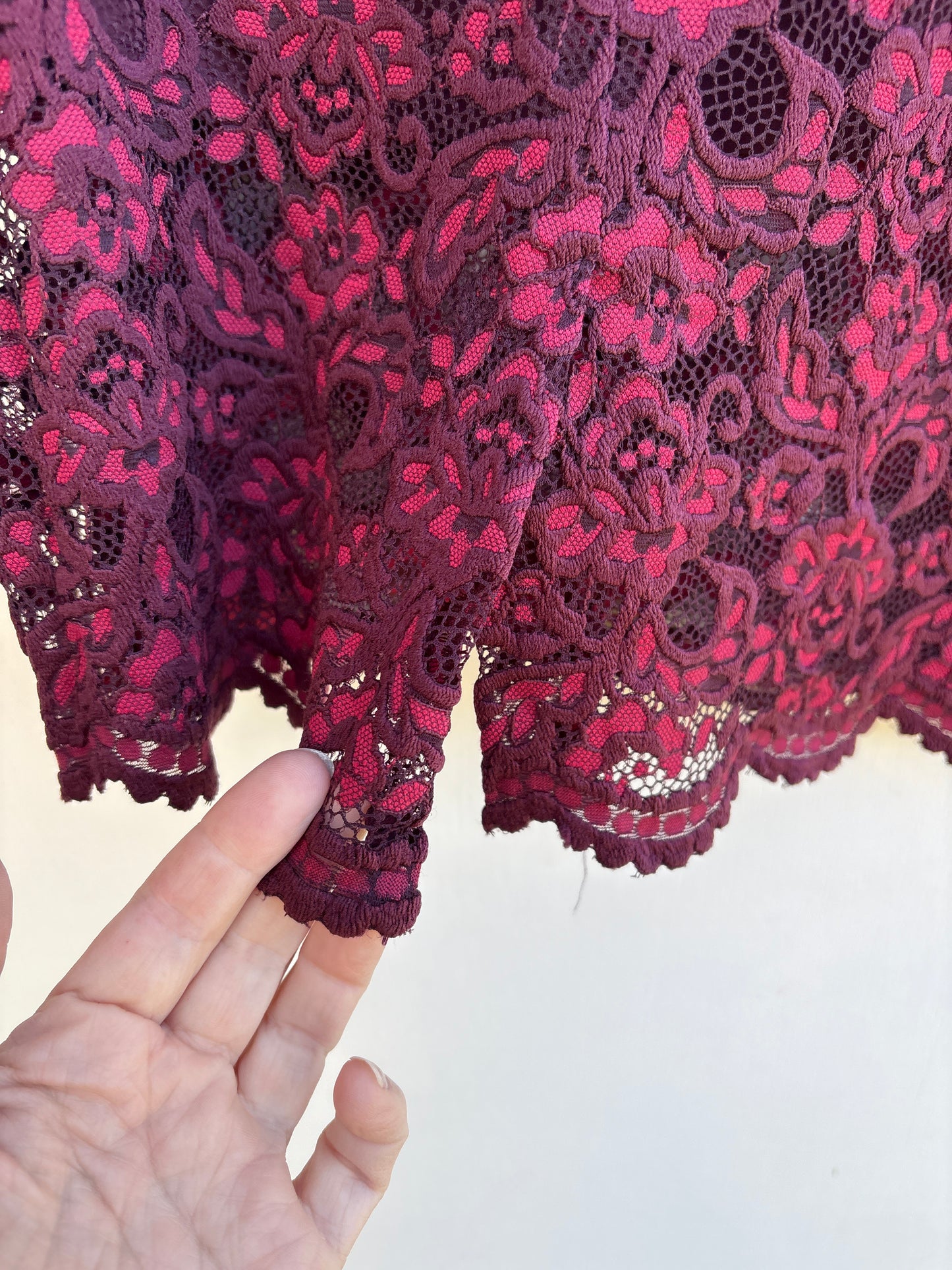 Crimson Red Lace Pencil Skirt 16