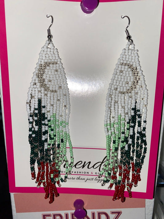 Moon Seed Bead Beaded Earrings