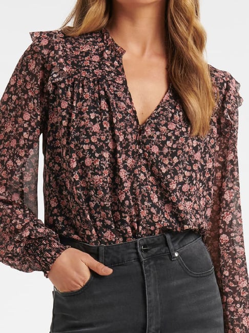 Floral Print Ruffle Blouse Top 4 1042