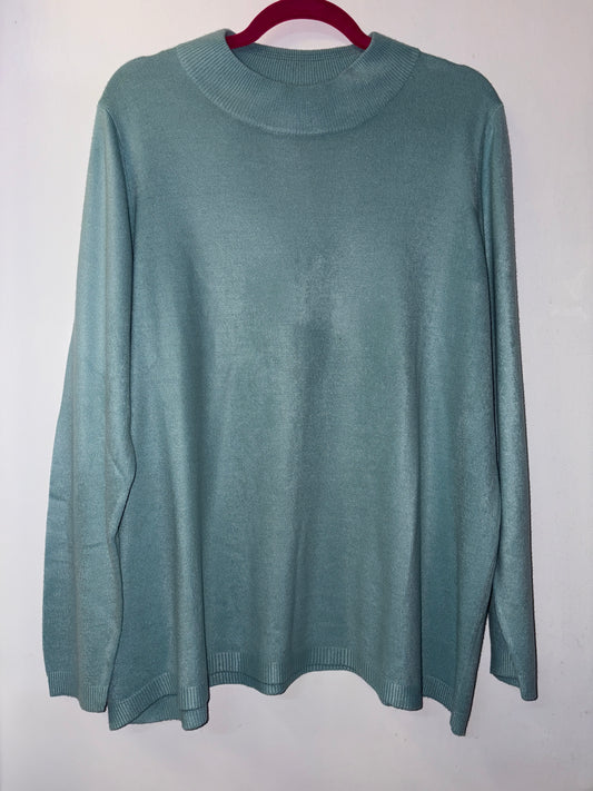 Powder Blue Mock Turtle Neck Sweater Top Large 1053
