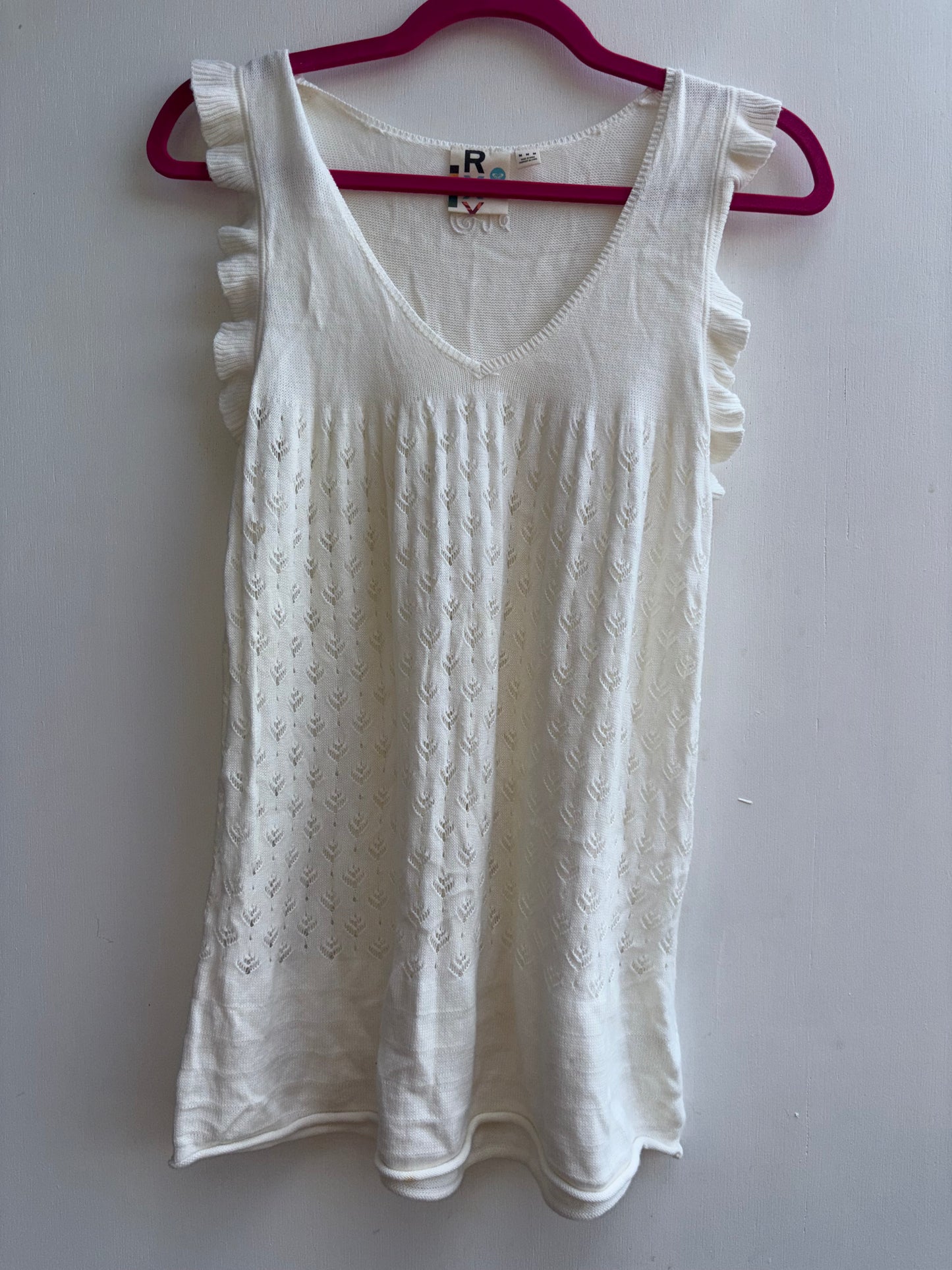 Roxy Eyelet Ruffle Sweater Tank Top Medium 1032