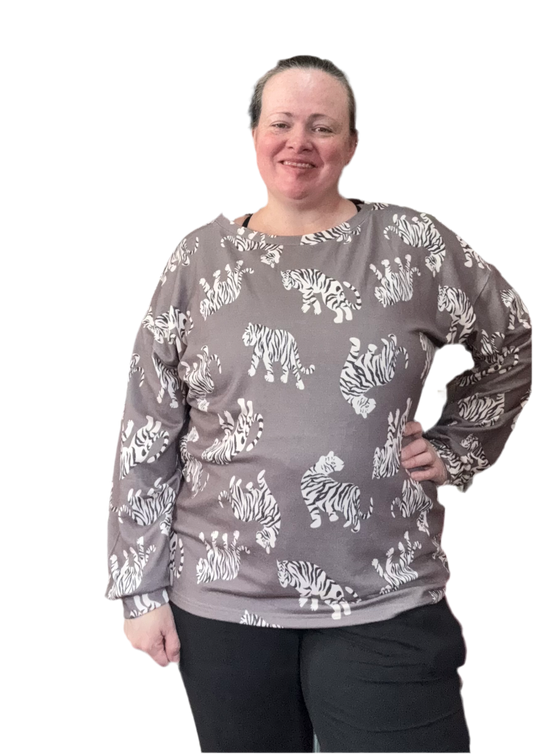 Tiger Print Long Sleeve Top