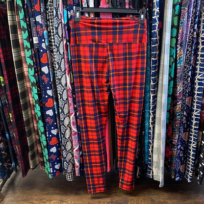 Red Plaid Adult Leggings