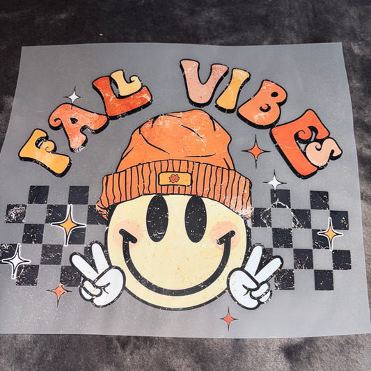 FALL | Peace Orange Beanie Happy Face Fall Vibes Shirt Transfer