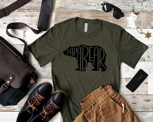 Papa Bear Fathers Day Graphic Tee Shirt