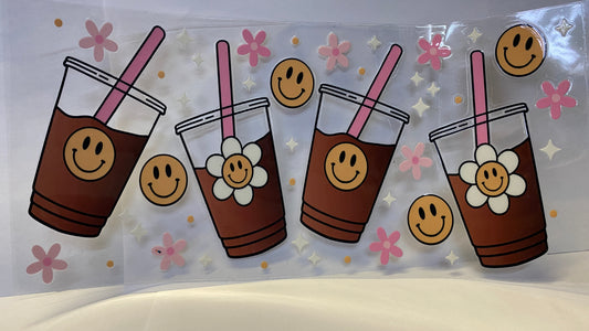 Happy Face Ice Coffee Cup Wrap