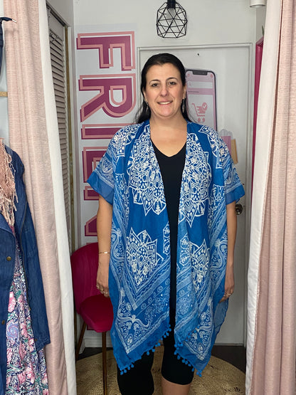 Kaftan Blue Beach Kimono Beach Coverup Top