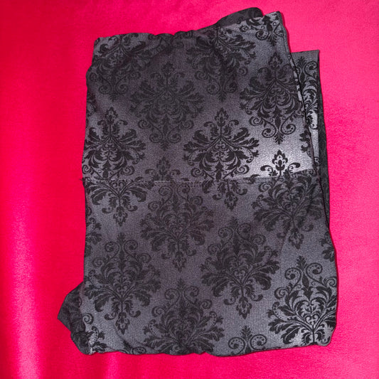 Damask Gray & Black Adult Leggings