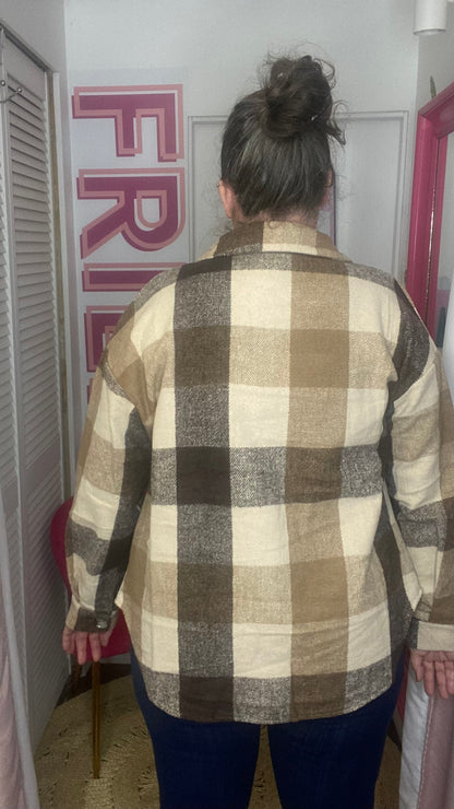 Tan Mocha Flannel Shacket Jacket