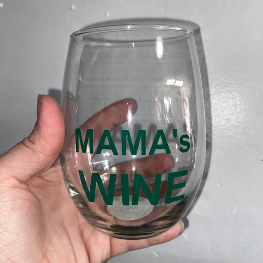Holiday Green Mama's Wine Glass