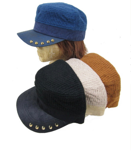 Wool Cap with Pointy Studded Hat (4 Colours)