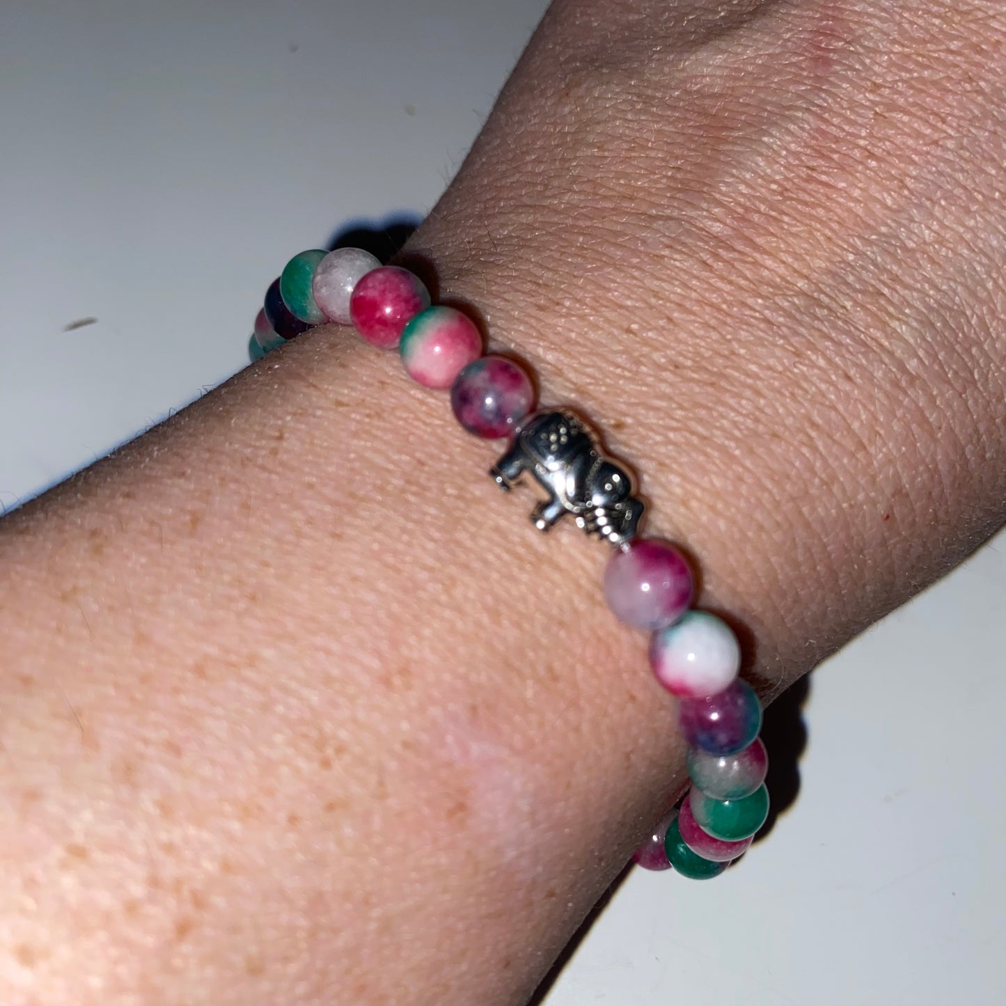 Watermelon Jade Bracelet with elephant