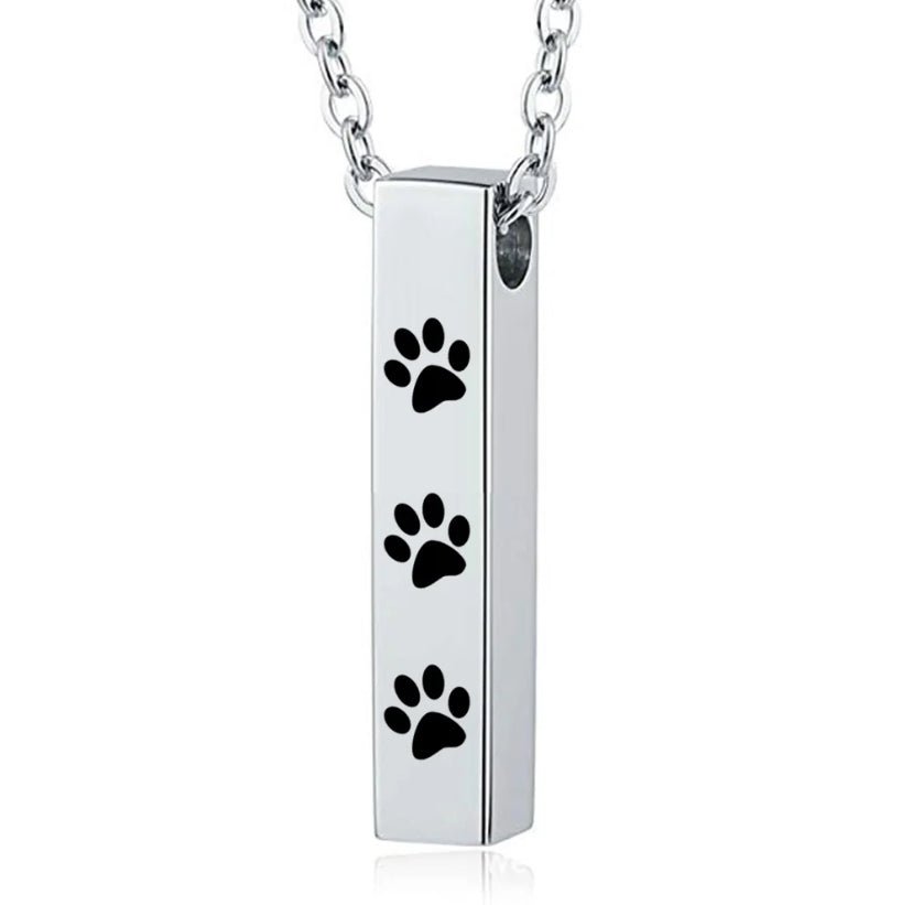 STAINLESS STEEL ASH HOLDER PENDANT WITH PAW PRINT / Pet