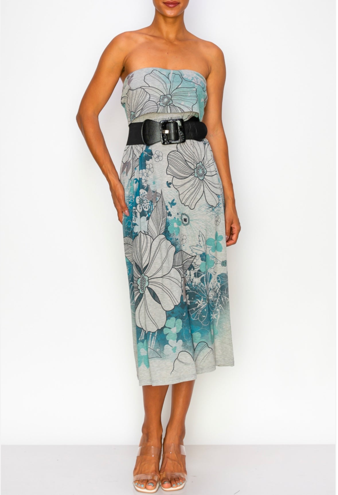 PREORDER FOLDED WAIST FLOWER PRINT MAXI SKIRT Also They Can Wear Tube Dress