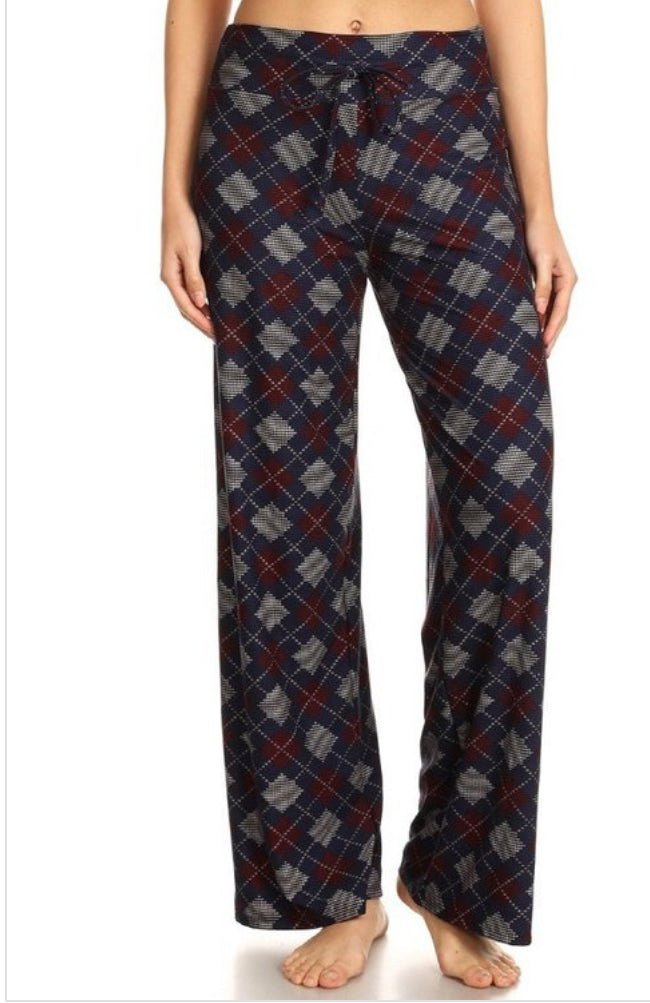 FINAL SALE Navy Plaid High Waisted Lounge Pants