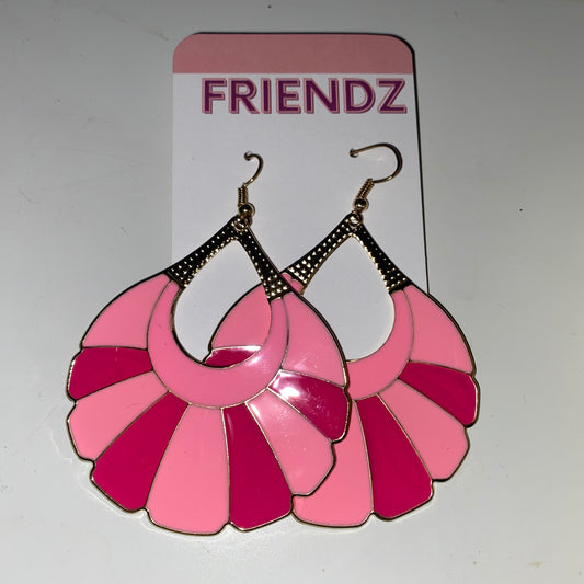 Pink Retro Fan Earrings