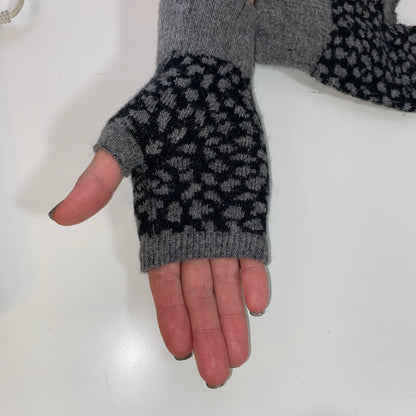 Grey Leopard Fingerless Gloves