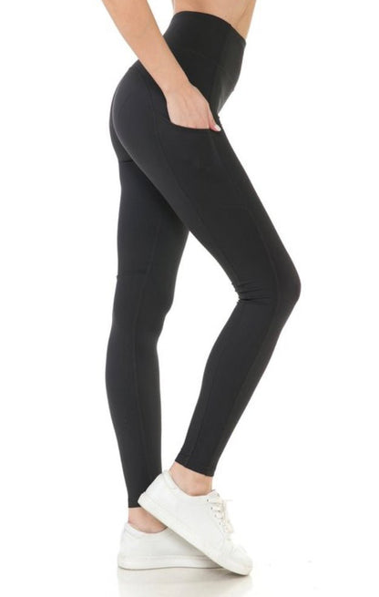 Leggings athlétiques de couleur unie avec poches (3 couleurs)