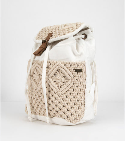 Sac à dos en crochet avec paysage soufflant - Blanc