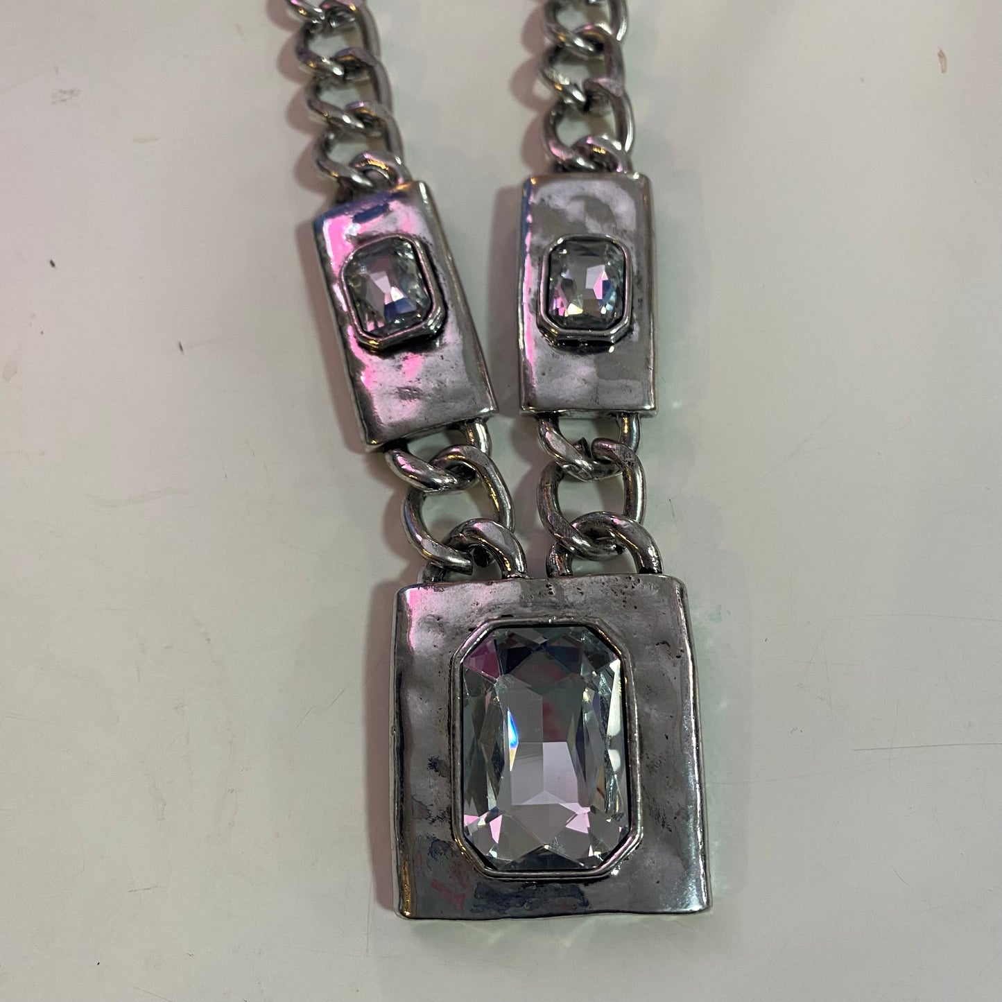 Cubed Quartz Silver Fashion Necklace