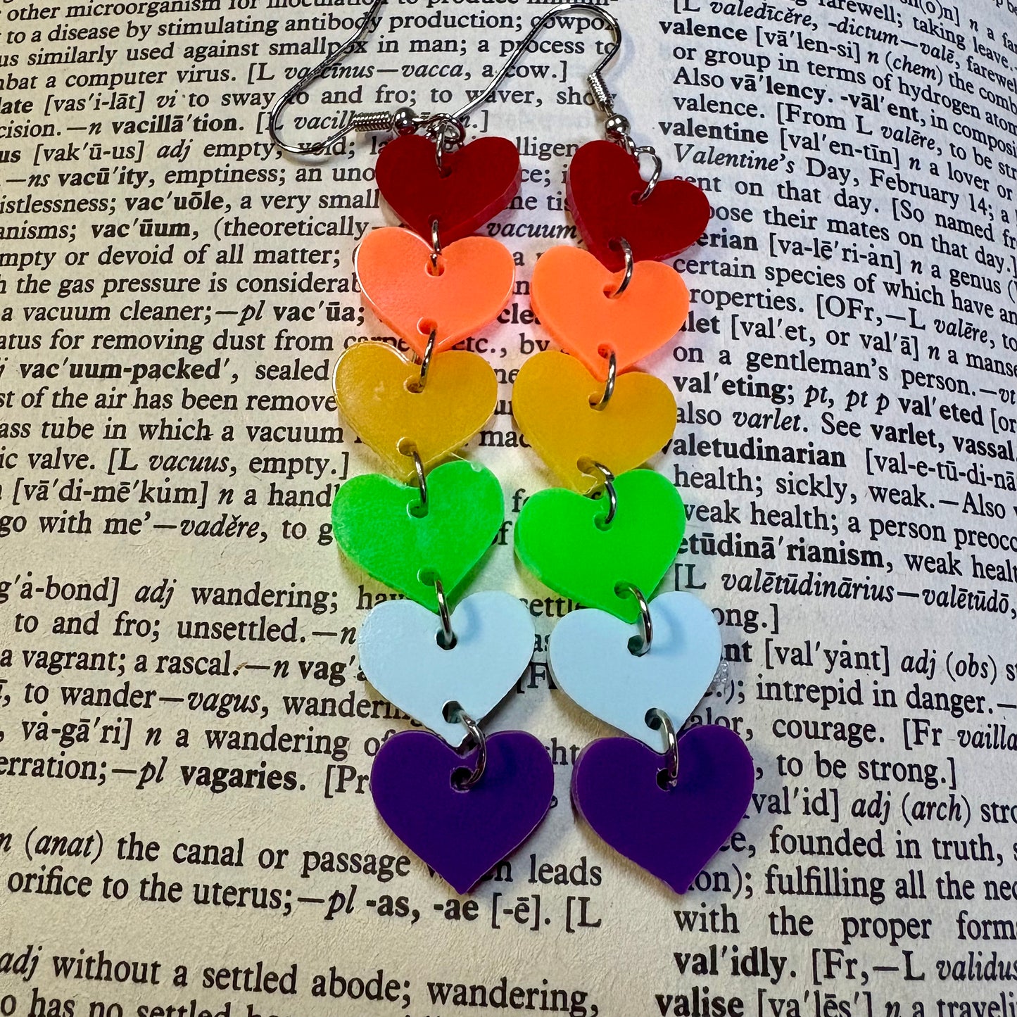 FINAL SALE | Rainbow Valentine Heart Tear Drop Earrings