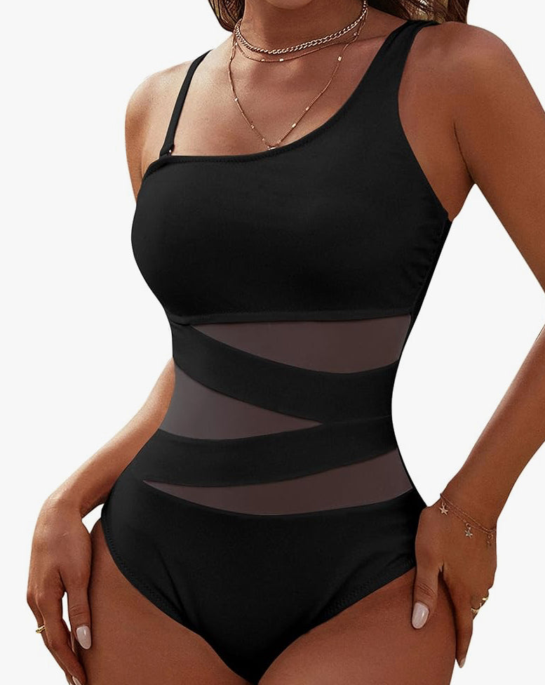 Maillot de bain asymétrique en maille