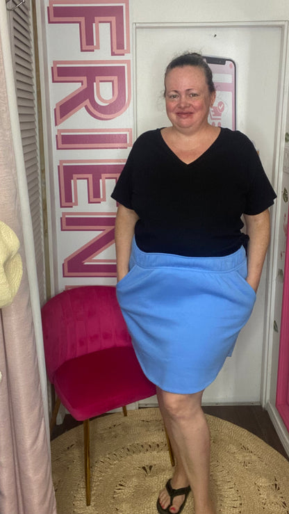 FINAL SALE Powder Blue Sweatshirt Style Skirt