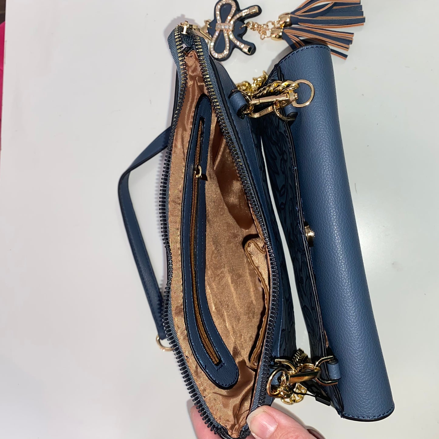 Dual Clutch Purse Bag Rhinestone Bow (3 Colours)