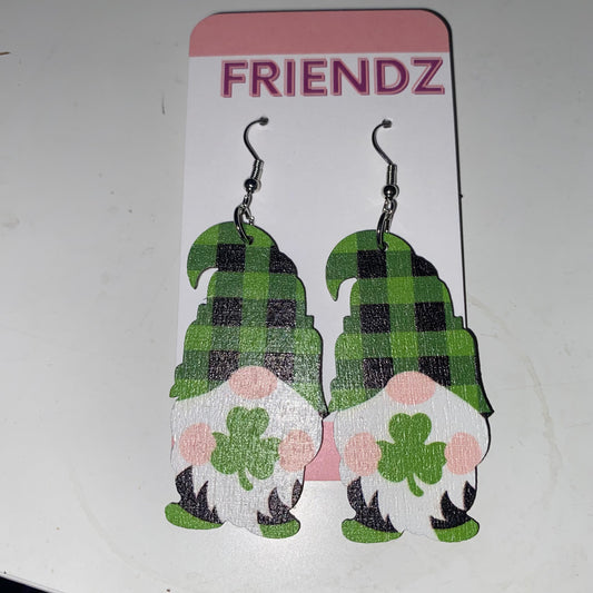 Gnome Plaid St Puttick's Day Earrings