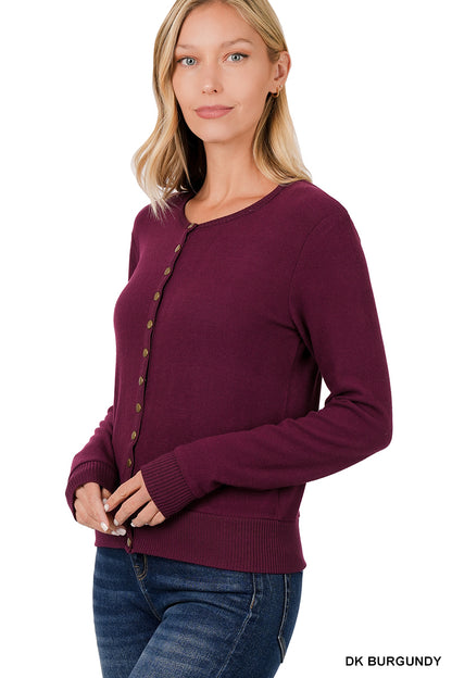 Women's  Soft Lightweight Long Sleeve Knit Snap Button Down Cardigan Sweater Top
