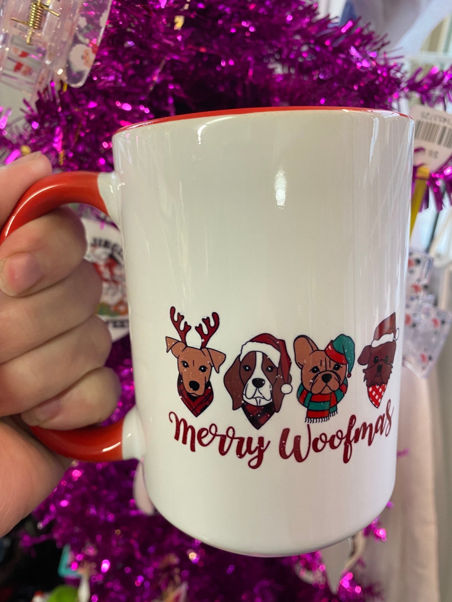 Merry Woofmas Limited Edition Christmas Mug Red Handle 15oz