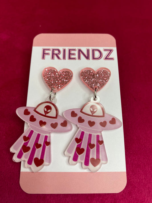 Alien Heart Valentine Earrings