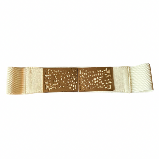 Ivory & Gold Wide Band Elastic Belt 