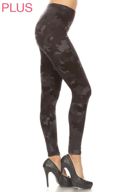 Dark Gray Camouflage Adult Leggings